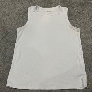White crewneck wide shoulder tank top
